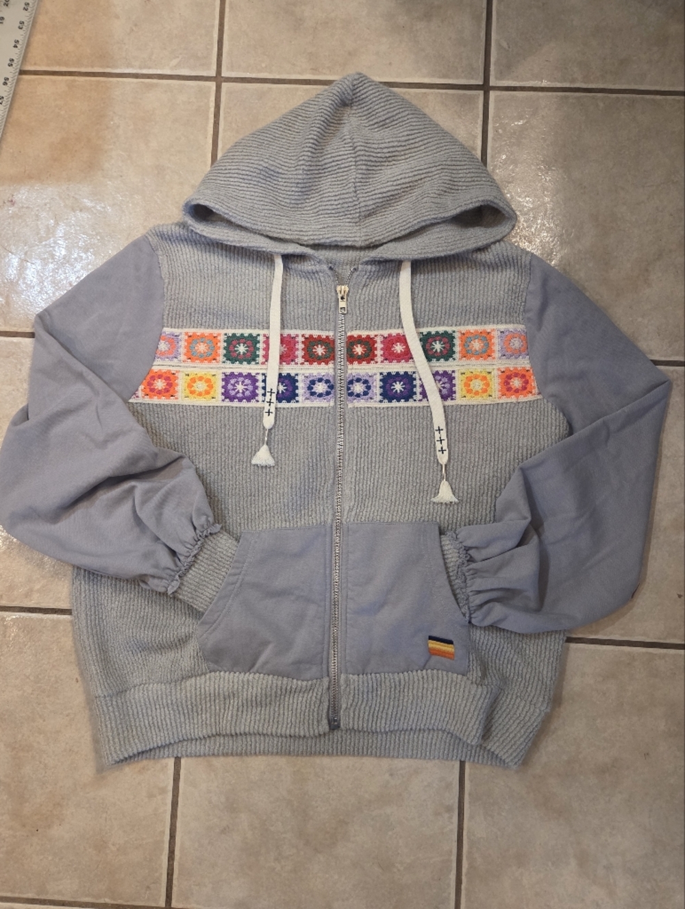 POL Granny Squares Zip Up Hoodie